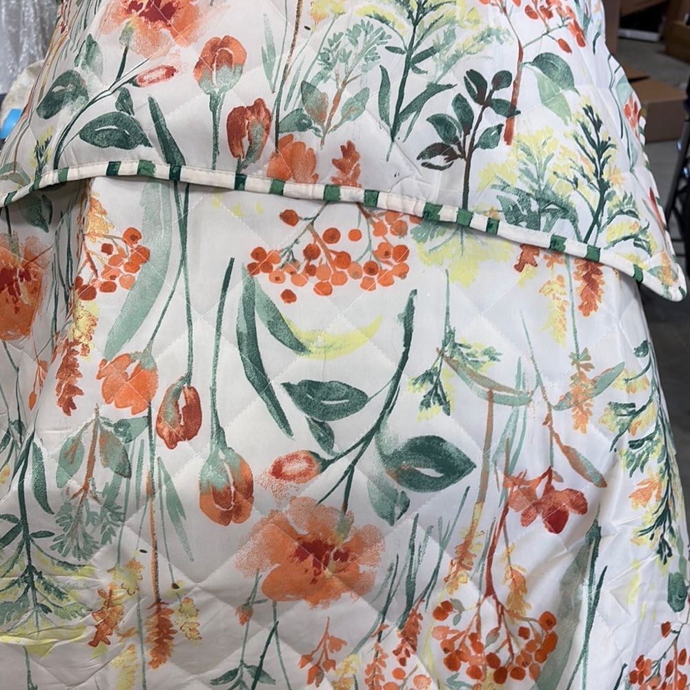 Floral Bedding Set with Orange and Green Accents